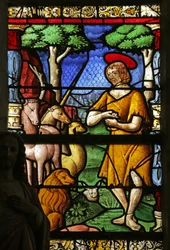 Window depicting Saint John the Baptist in the desert